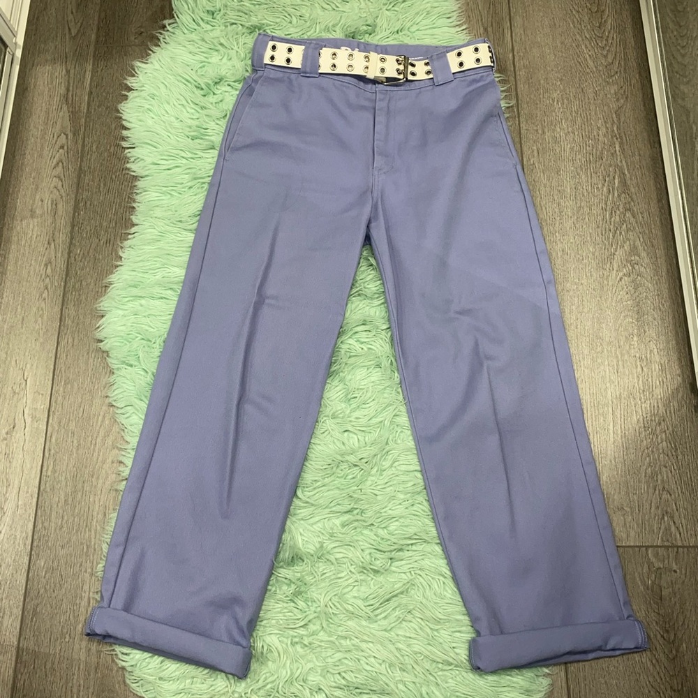Women’s Chambray DICKIES Crop Roll Hem Work Pants Like New - Picture 10 of 14